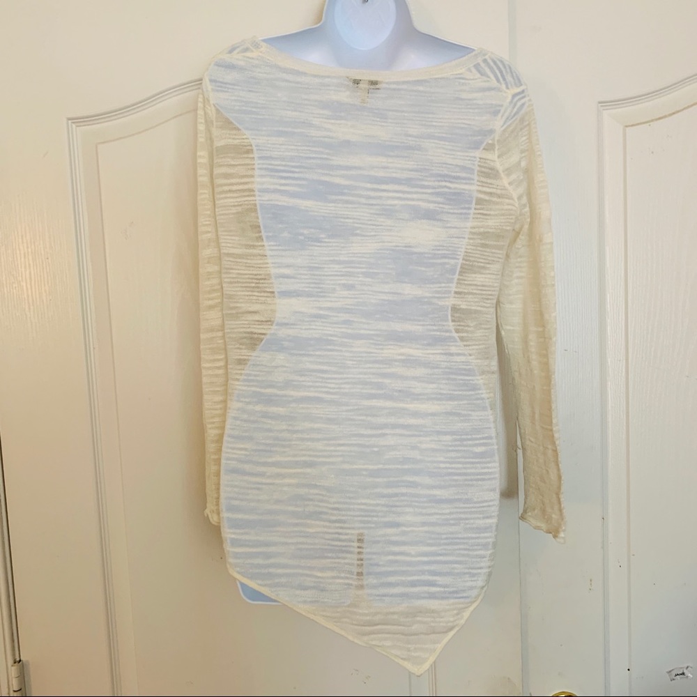 2/$10 Joie Horizontal Squiggle Stripe Sheer Blouse - Picture 7 of 7